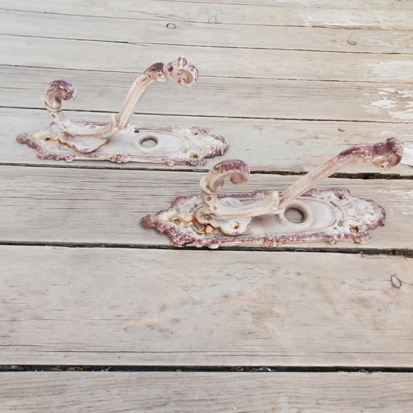 Metal Hooks Old Door Back 8"x2.25" Hanging Decor Patina White Purple - Picture 5 of 8